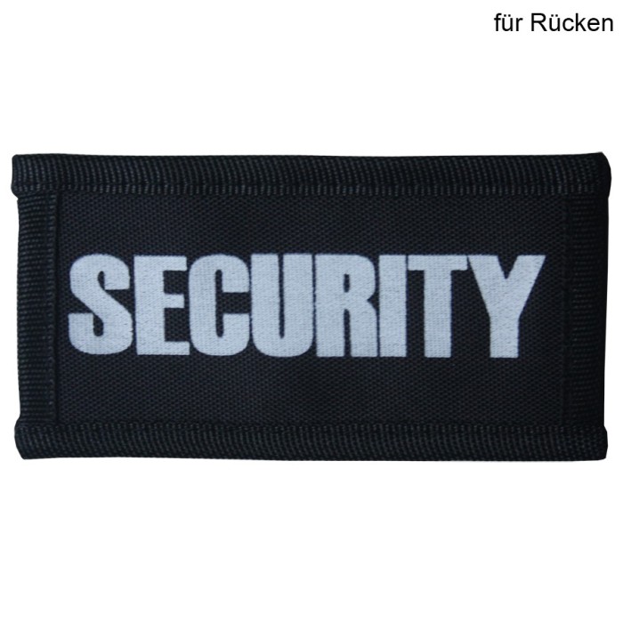 Security Abzeichen Aufnäher Patch mit Klett Rückenpatch mit weißer Schrift